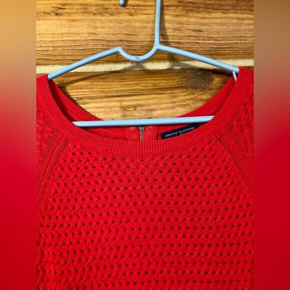 American Eagle Outfitters Red Crewneck Fuzzy Sweater Small - Picture 8 of 10